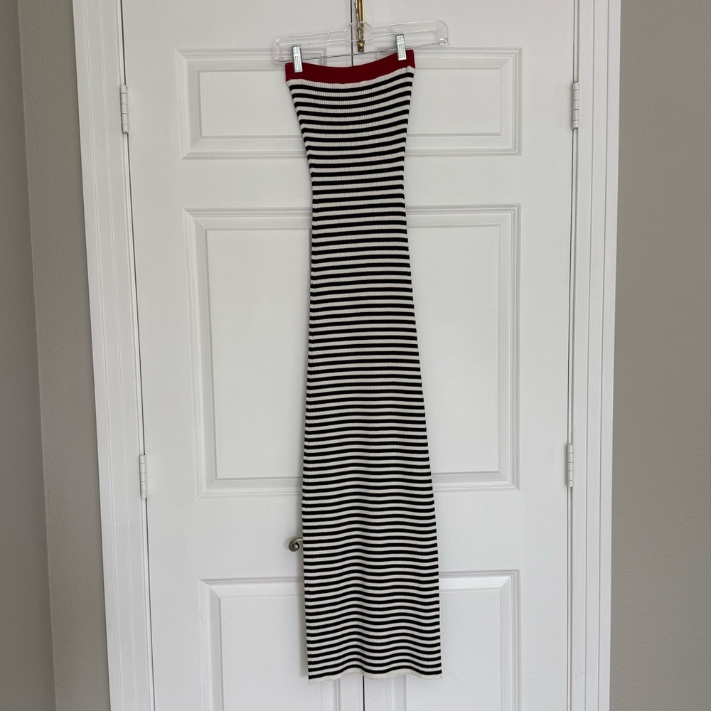 De Rococo Strapless Maxi Striped Ribbed Dress, Size XS - Picture 6 of 7